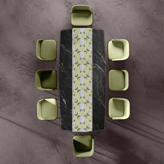Turtle Pattern On Chartreuse Table Runner by Fifo