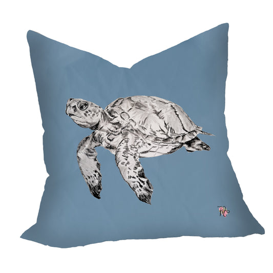 Turtle Sketch Left On Smokey Blue Luxury Scatter by Fifo