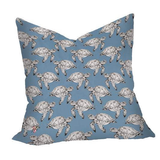 Turtle Sketch  Pattern On Smokey Blue Luxury Scatter by Fifo