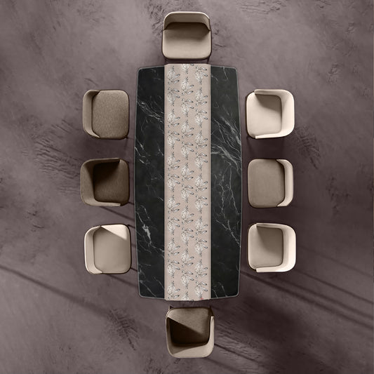 Turtle Sketch Pattern On Taupe Table Runner by Fifo