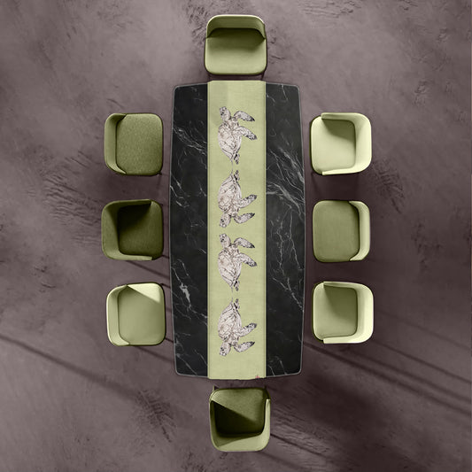 Turtle Sketch on Chartreuse Table Runner by Fifo