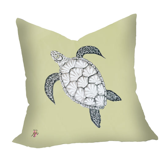 Turtle View Left On Chartreuse Luxury Scatter by Fifo