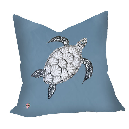 Turtle View Left On Smokey Blue Luxury Scatter by Fifo