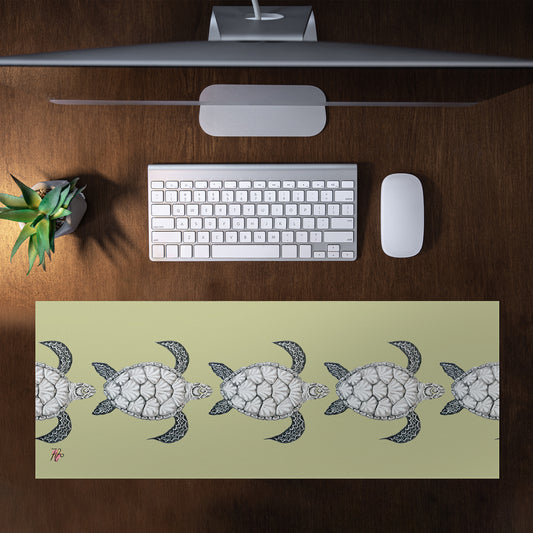 Turtle View On Chartreuse Desk Pad by Fifo