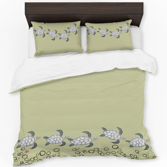 Turtle View On Chartreuse Duvet Cover Set by Fifo