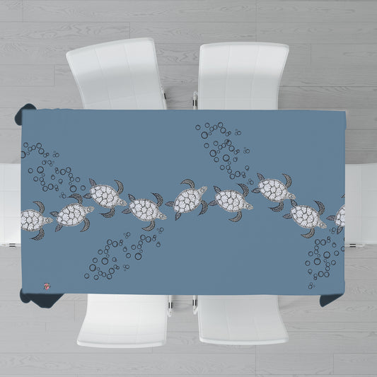 Turtle View On Smokey Blue Rectangle Tablecloth by Fifo