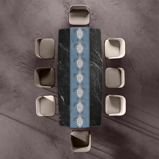 Turtle View On Smokey Blue Table Runner by Fifo