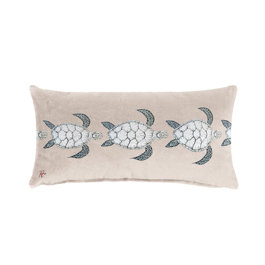 Turtle View On Taupe Oblong Luxury Scatter  by Fifo