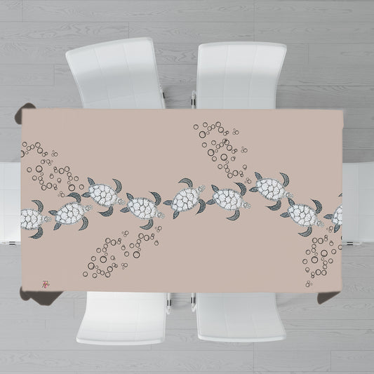 Turtle View On Taupe Rectangle Tablecloth by Fifo