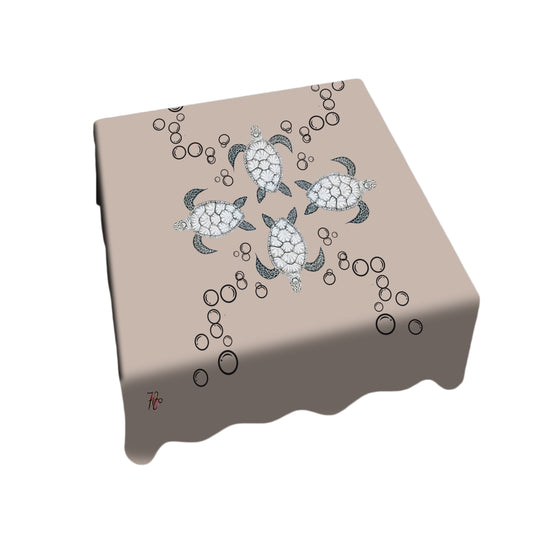 Turtle View On Taupe Square Tablecloth by Fifo