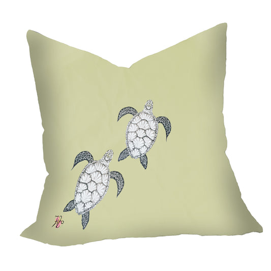 Turtle View Rising On Chartreuse  Luxury Scatter by Fifo