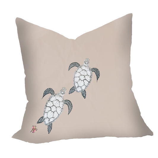 Turtle View Rising On Taupe  Luxury Scatter by Fifo