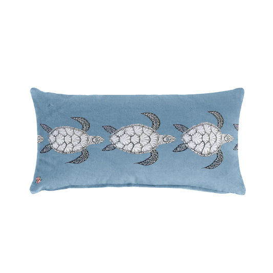 Turtle View on Smokey Blue Oblong Luxury Scatter  by Fifo