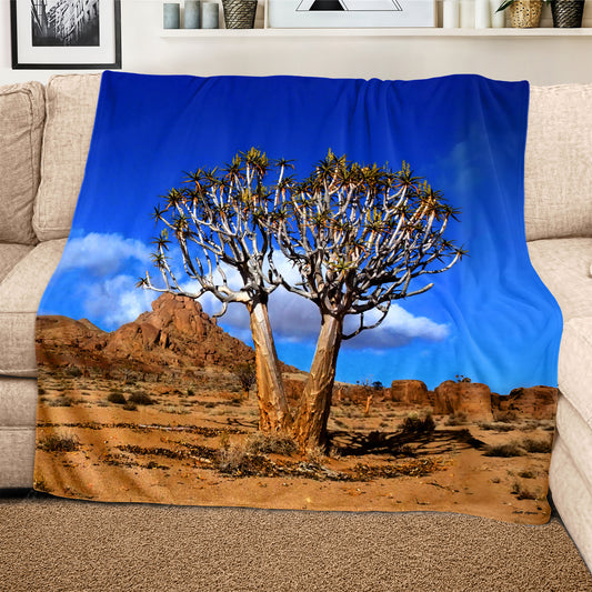 Twin Trees Light Weight Fleece Blanket By Annette Heymans