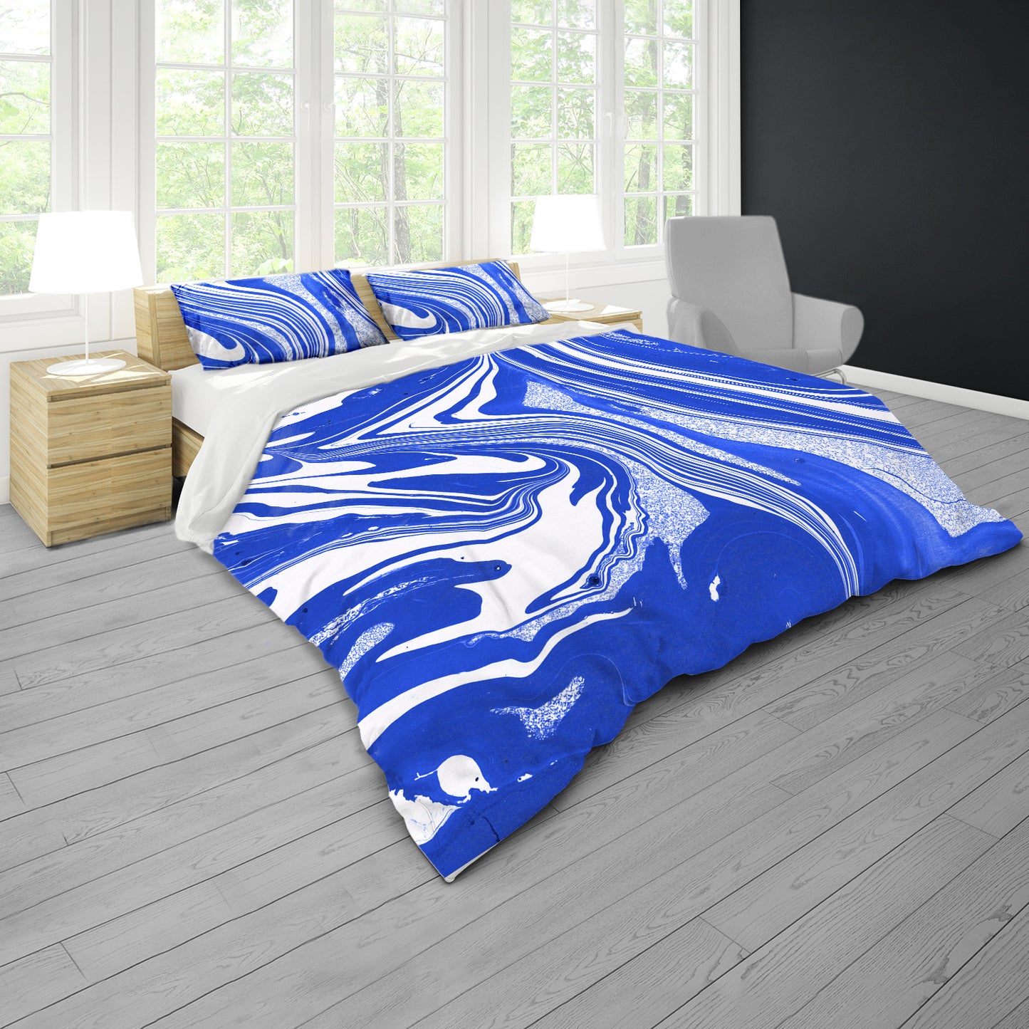 Ultramarine Currents Duvet Cover Set