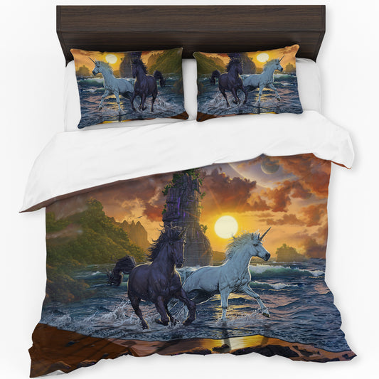 Unicorns on the Beach Duvet Cover Set By Vincent Hie