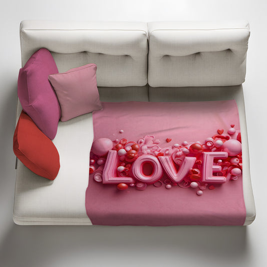 Love Bubbles Valentine's Light Weight Fleece Blanket