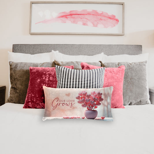 Our Love Grows Oblong Valentine's Scatter Cushion
