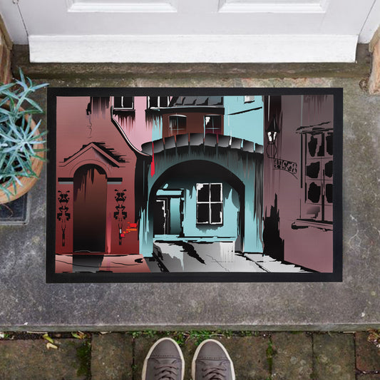 Vector Painted Houses Door Mat