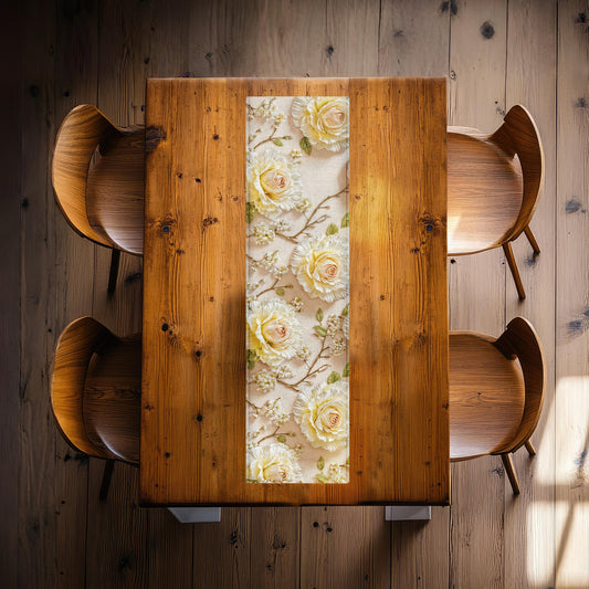 Veil of White Rose 160cm Table Runner