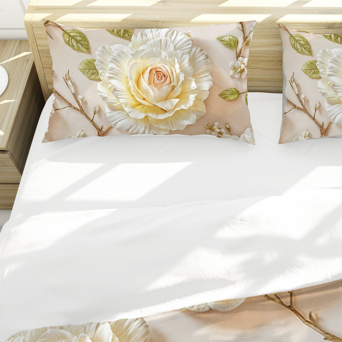 Veil of White Rose Duvet Cover Set
