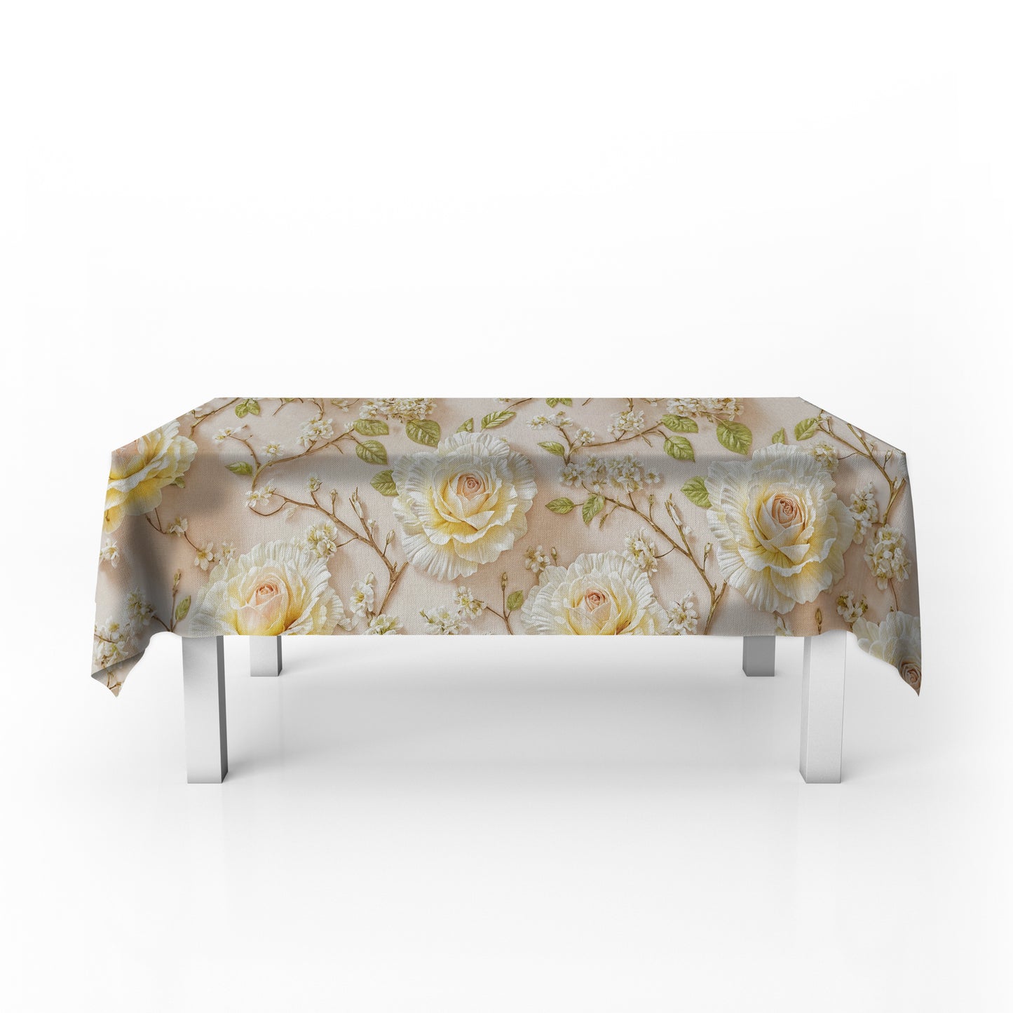 Veil of White Rose Rectangle Tablecloth