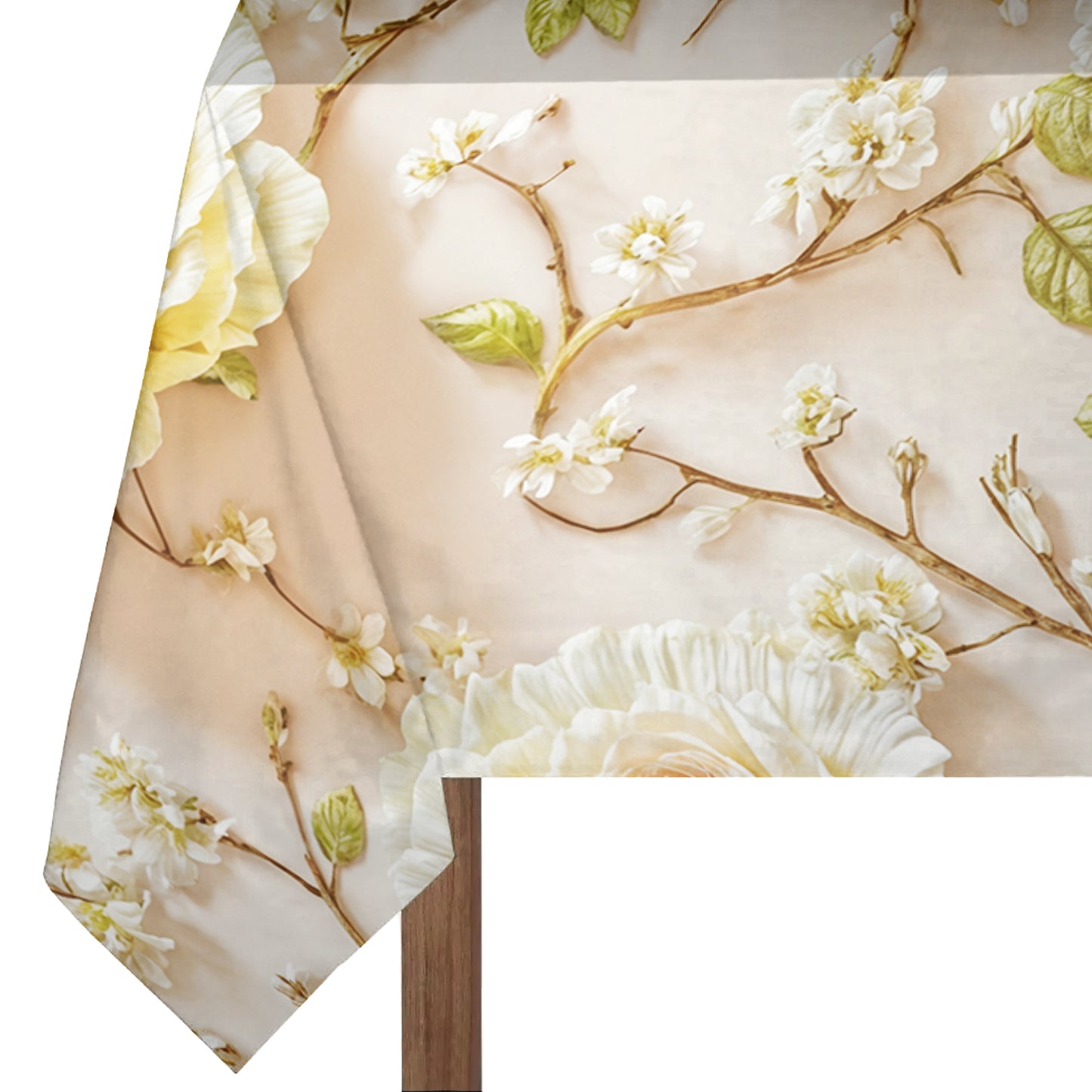 Veil of White Rose Rectangle Tablecloth