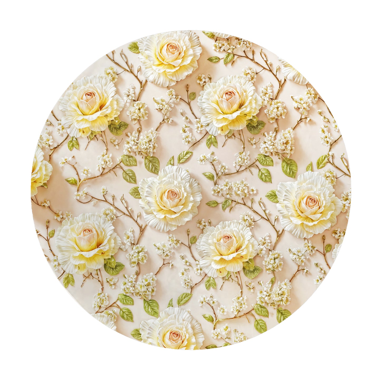 Veil of White Rose Round Tablecloth