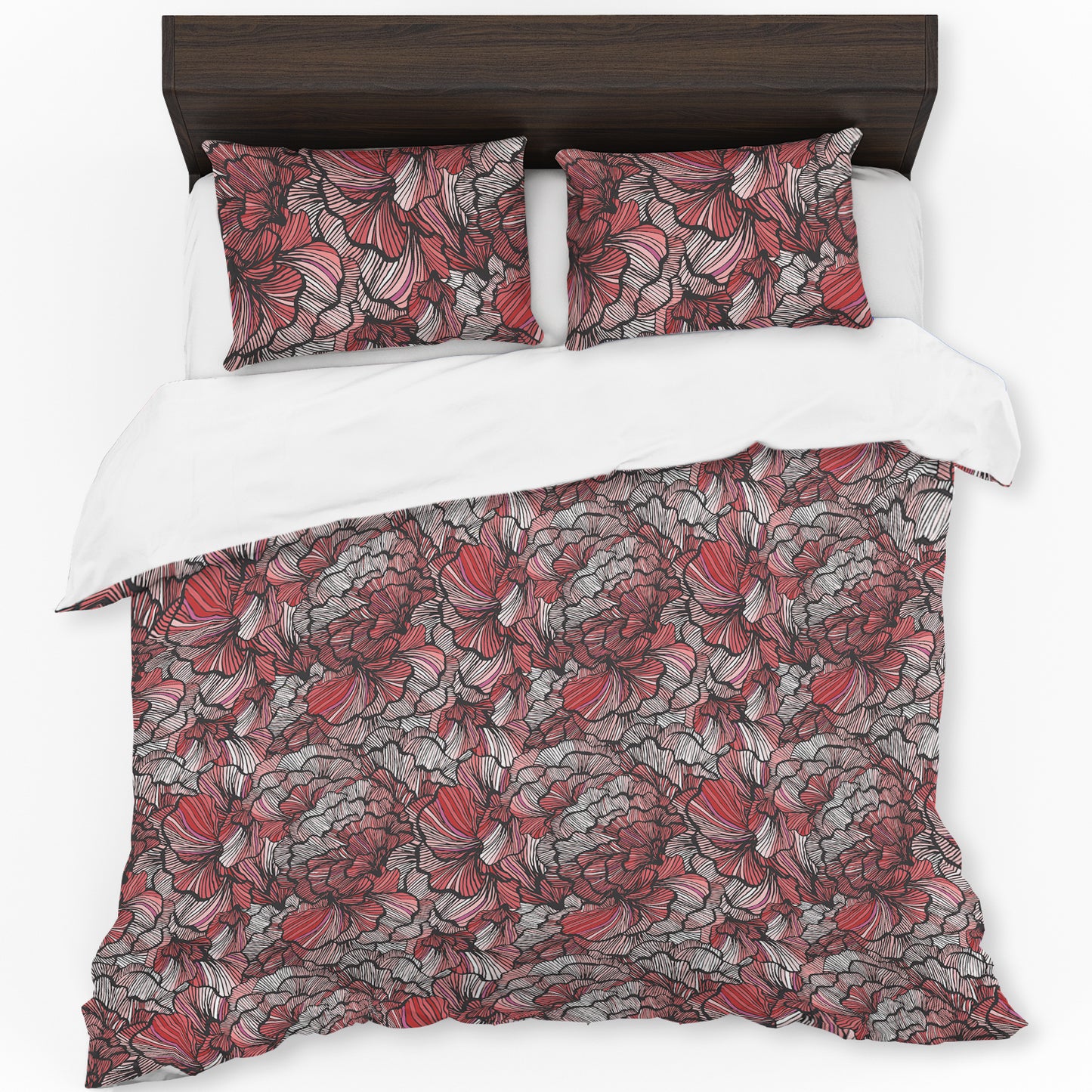 Vermilion Floral Veil Duvet Cover Set