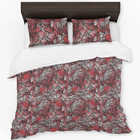 Vermilion Floral Veil Duvet Cover Set