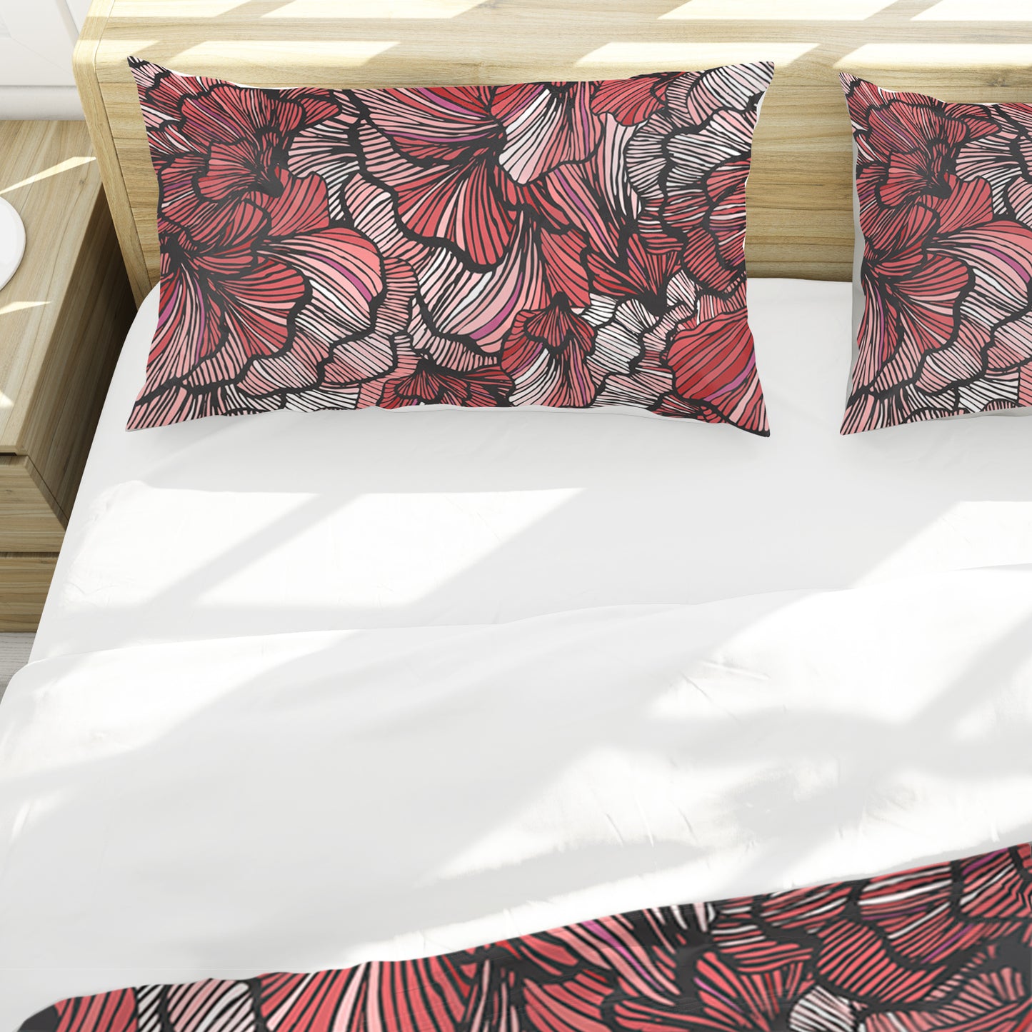 Vermilion Floral Veil Duvet Cover Set