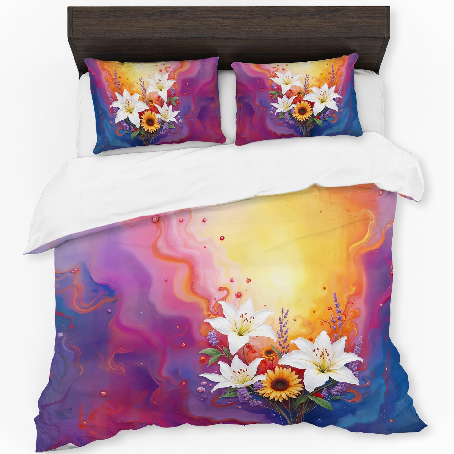 Vibrant Acrylic Lily Bloom Duvet Cover Set
