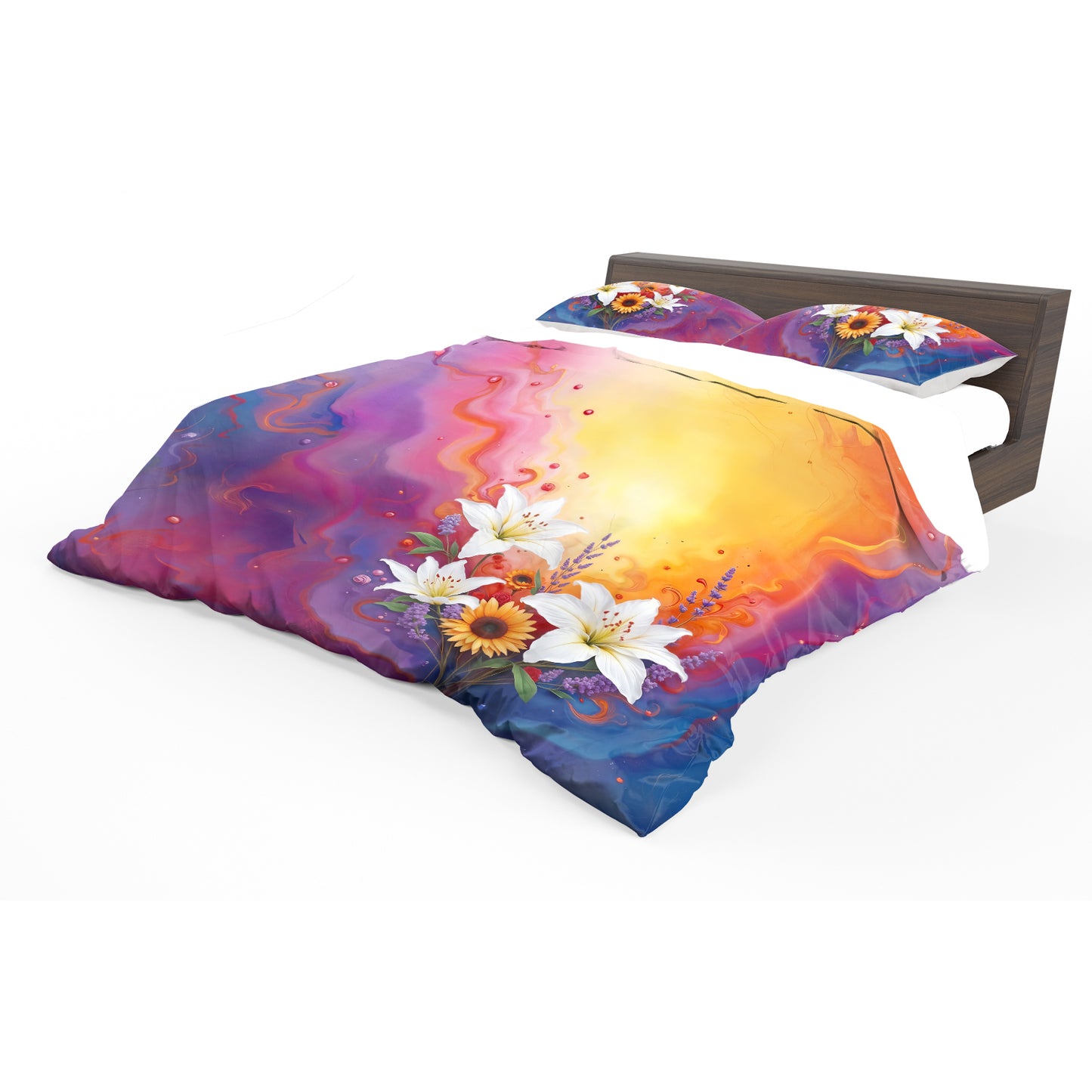 Vibrant Acrylic Lily Bloom Duvet Cover Set