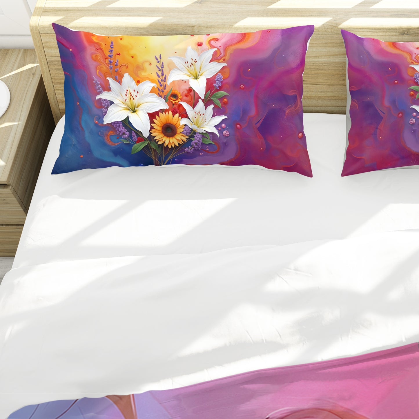 Vibrant Acrylic Lily Bloom Duvet Cover Set