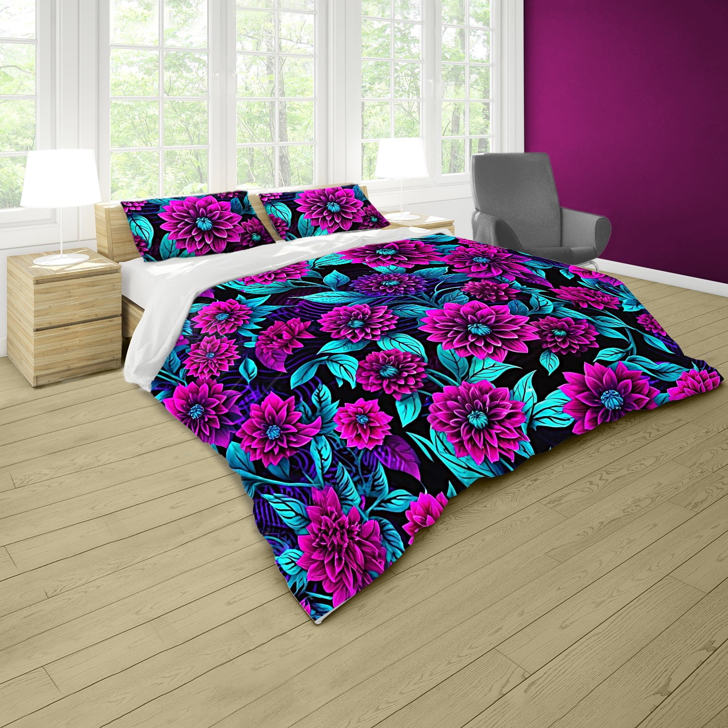 Vibrant Floral Flux Duvet Cover Set
