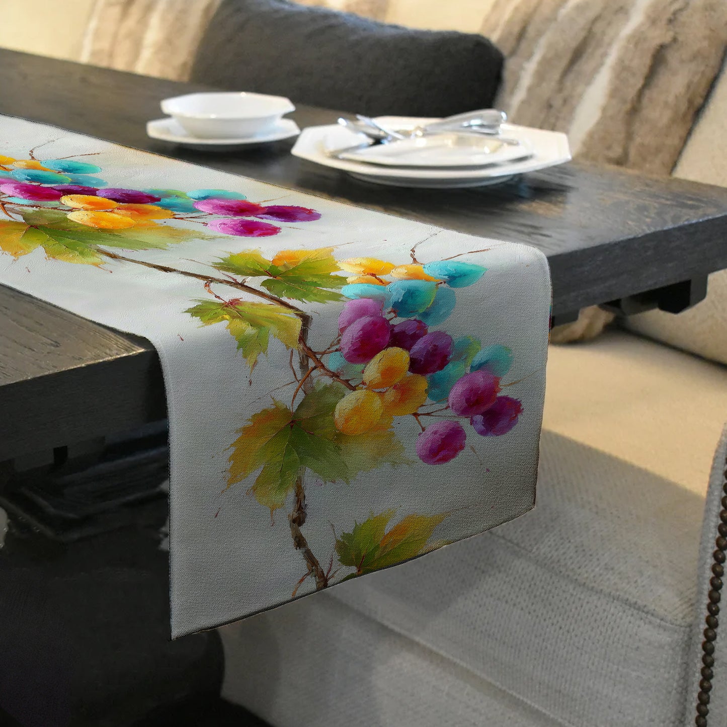 Watercolor Grapevine Table Runner by Wikus Schalkwyk