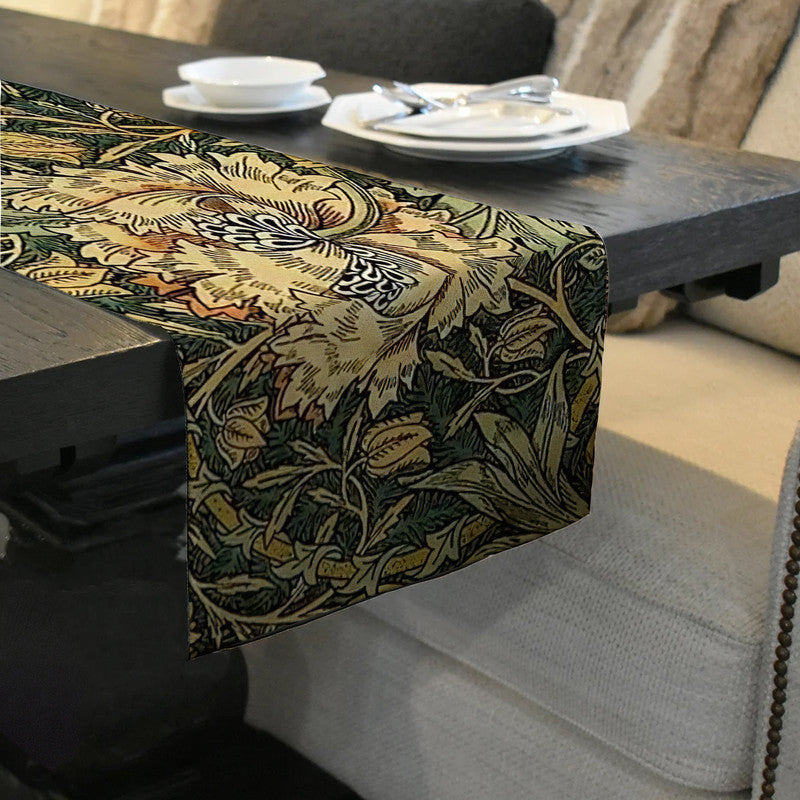 Victorian Floral Abstract on Green 160cm Table Runner
