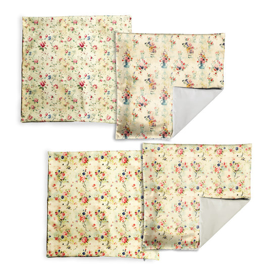 Victorian Paper Floral Art Luxury Scatter Covers Set of 4