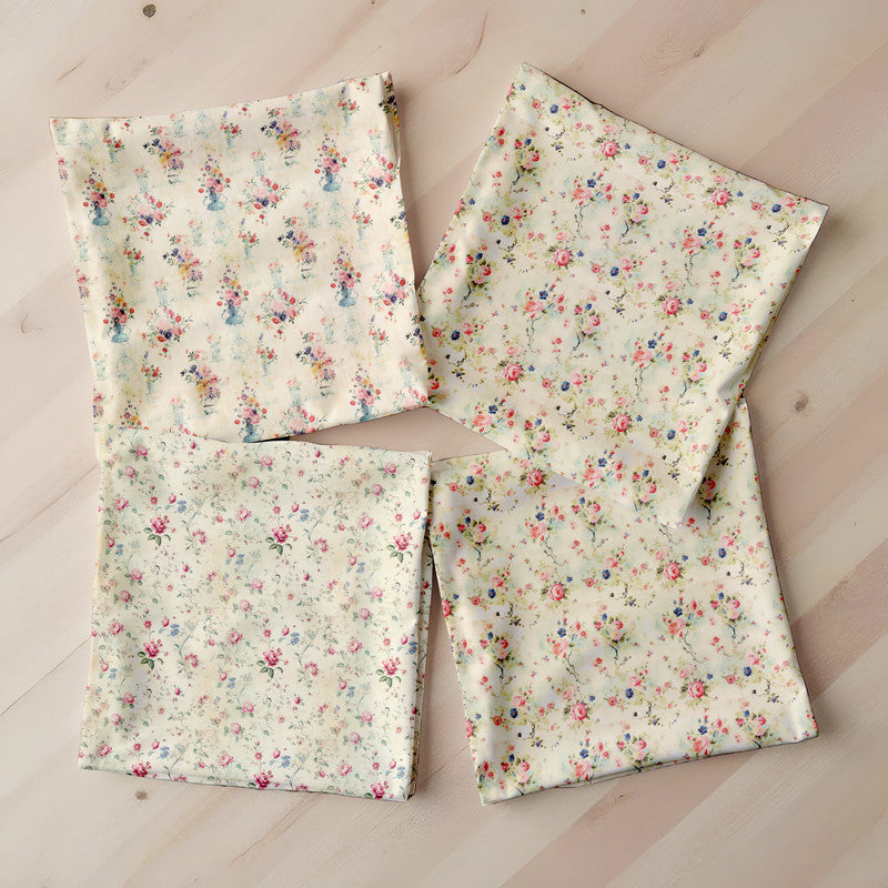 Victorian Paper Floral Art Luxury Scatter Covers Set of 4