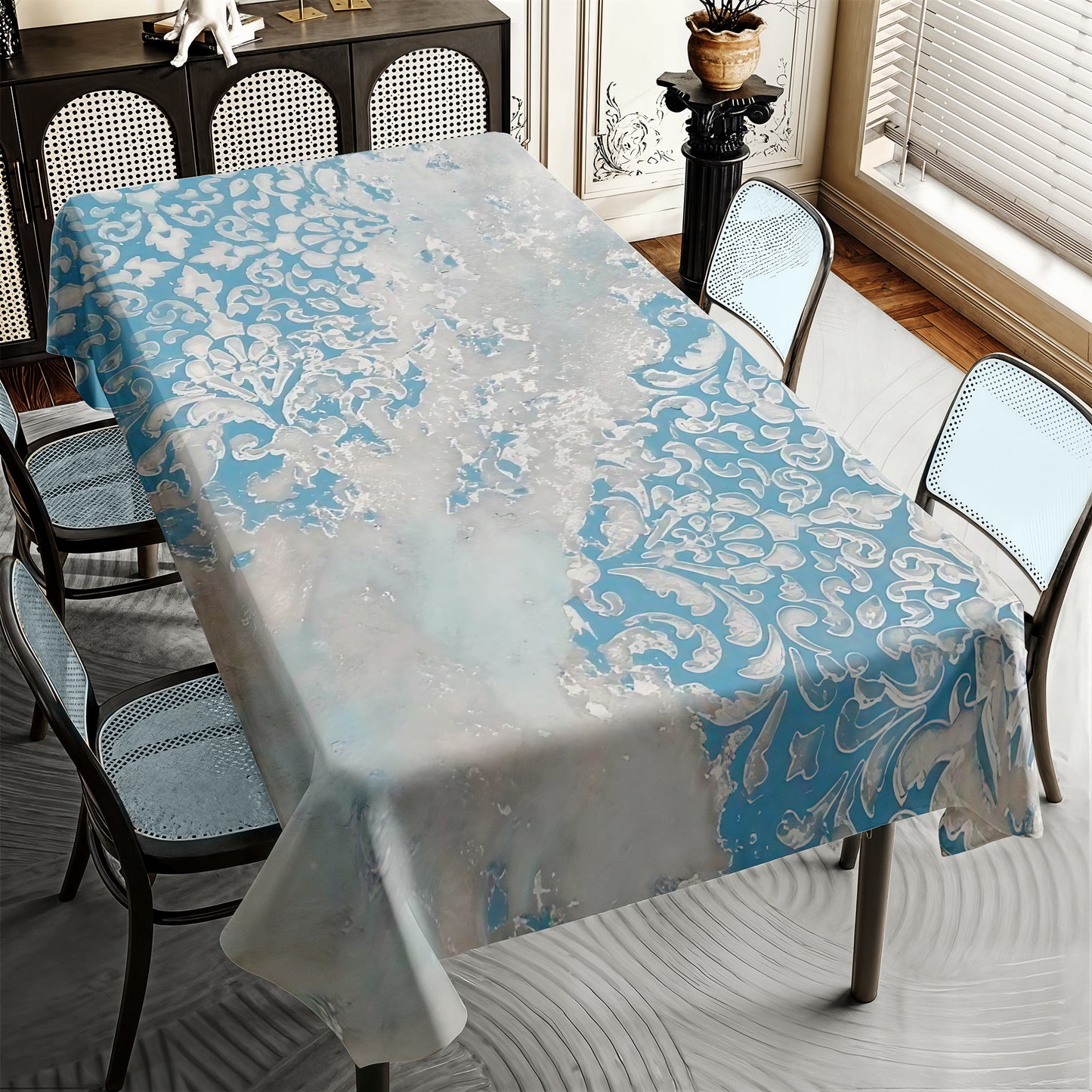 Victorian Blue Rectangle Tablecloth