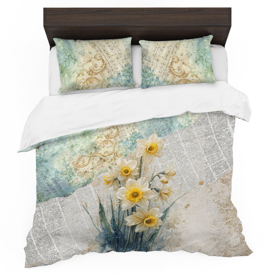 Victorian Daffodil Romance Duvet Cover Set