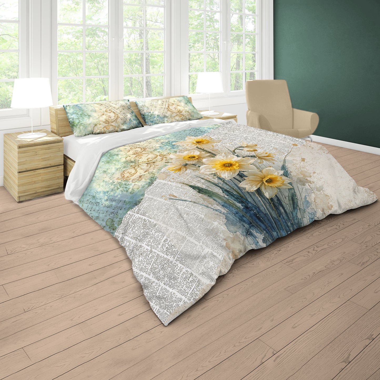 Victorian Daffodil Romance Duvet Cover Set