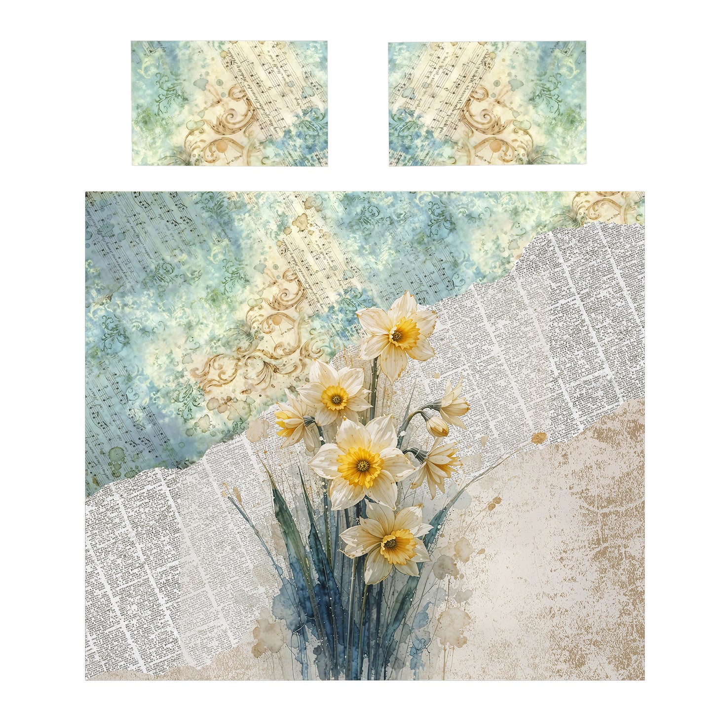Victorian Daffodil Romance Duvet Cover Set