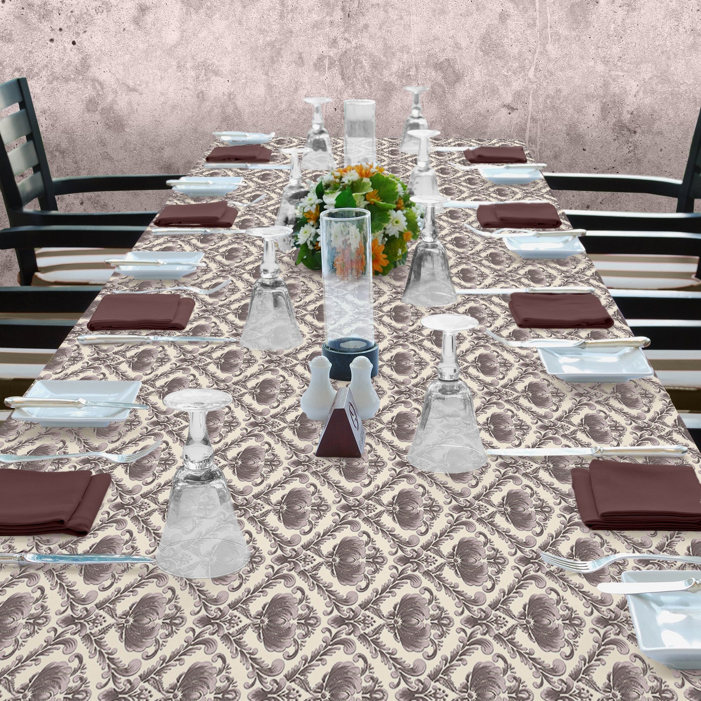 Victorian Elegance on Cream 3m Rectangle Tablecloth