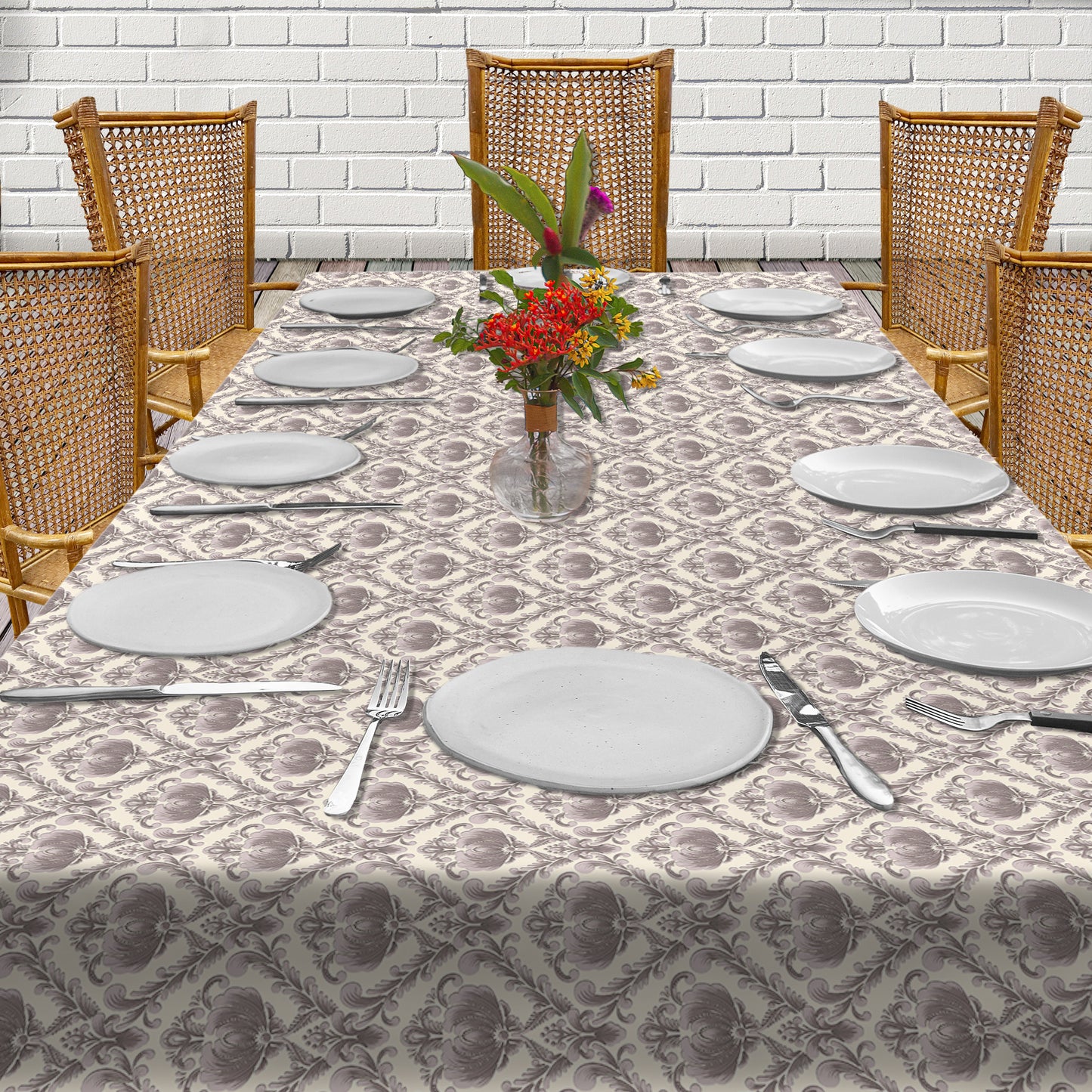 Victorian Elegance on Cream 3m Rectangle Tablecloth