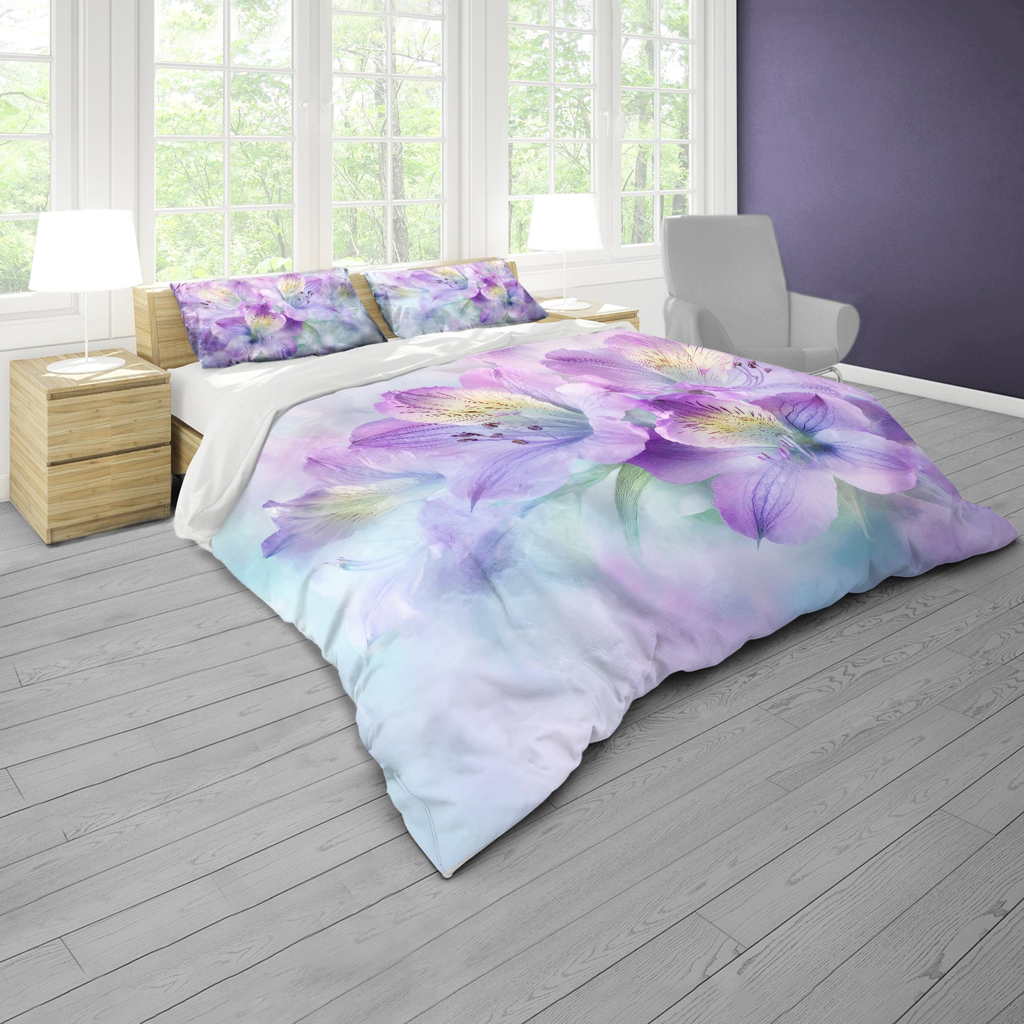 Victorian Purple Petals Duvet Cover Set
