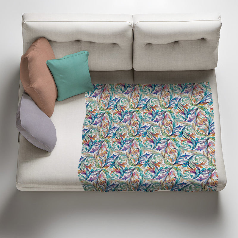 Vinatage Leaves Light Weight Fleece Blanket