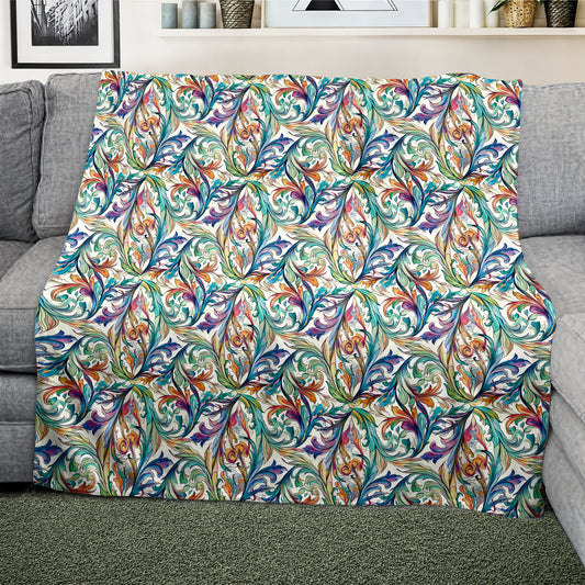 Vinatage Leaves Light Weight Fleece Blanket