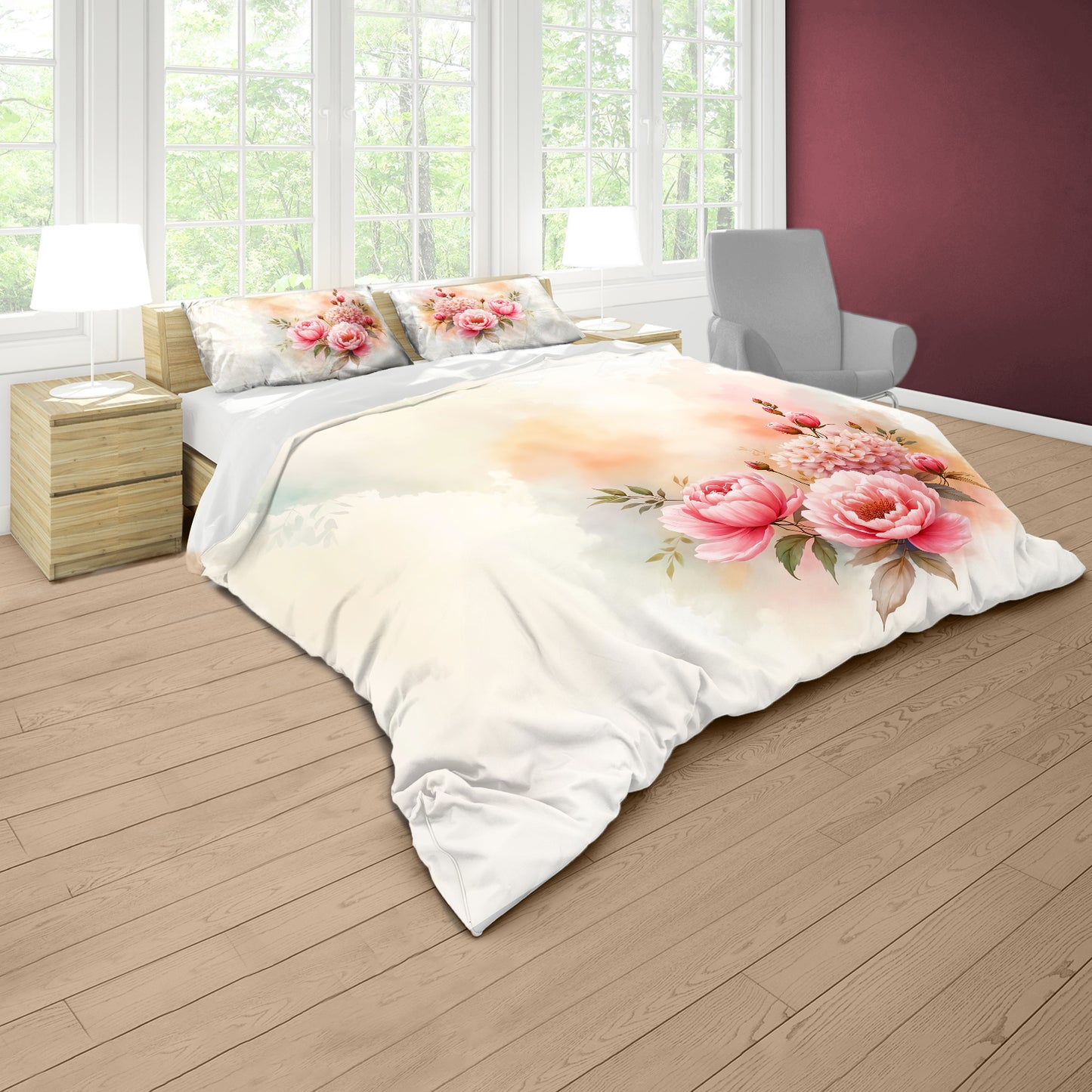 Vinatge Pink Peony Duvet Cover Set