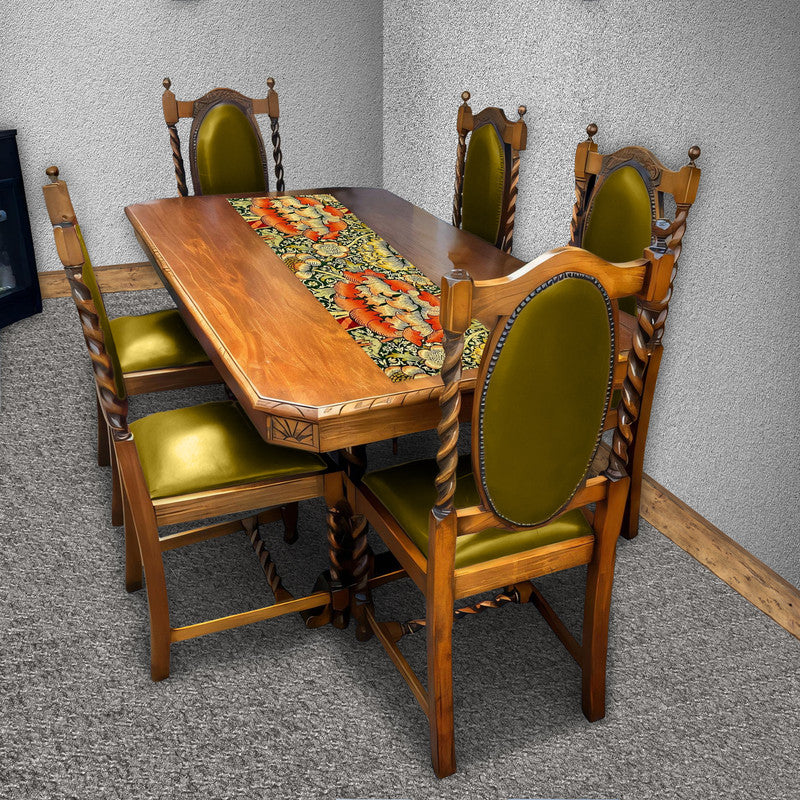 Vintage Orange Floral 160cm Table Runner
